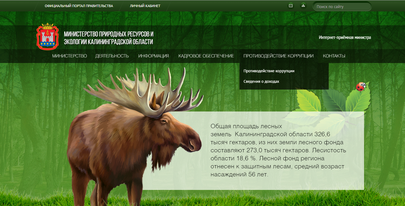 разработка сайта министерства природных ресурсов и экологии калининградской области